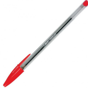 BOLIGRAFO CRISTAL CUERPO TRANSPARENTE TRAZO 0,4 MM. COLOR ROJO BIC