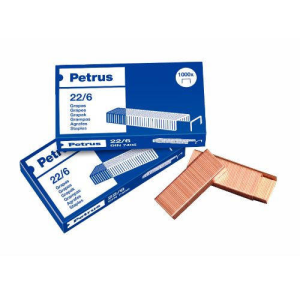 CAJA DE 1000 GRAPAS TIPO 22/6 - 24/6 COBREADAS PARA GRAPADORAS DE SOBREMESA/OFICINA PETRUS