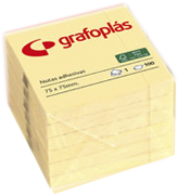 BLOC 100 NOTAS ADHESIVAS 75X75MM AMARILLAS