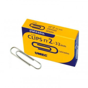 CAJA 100 CLIP PLATEADO 32MM